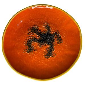 Bordallo Pinheiro Papaya Dessert Plate Orange Fruit Tropical Portugal 7.5"